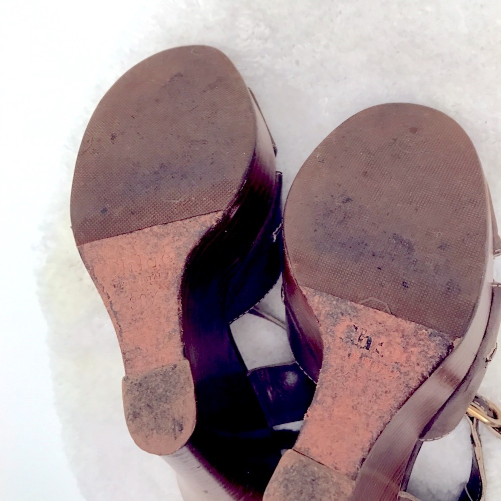 Chloe Saturnia Brown Calf Wedge size 38 - Picture 6 of 6